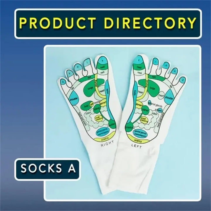 1 Pair Foot Massage Socks Acupressure Reflexology Socks Yoga Foot Massage Foot Point Diagram Acupoint Socks With Massage Sticks